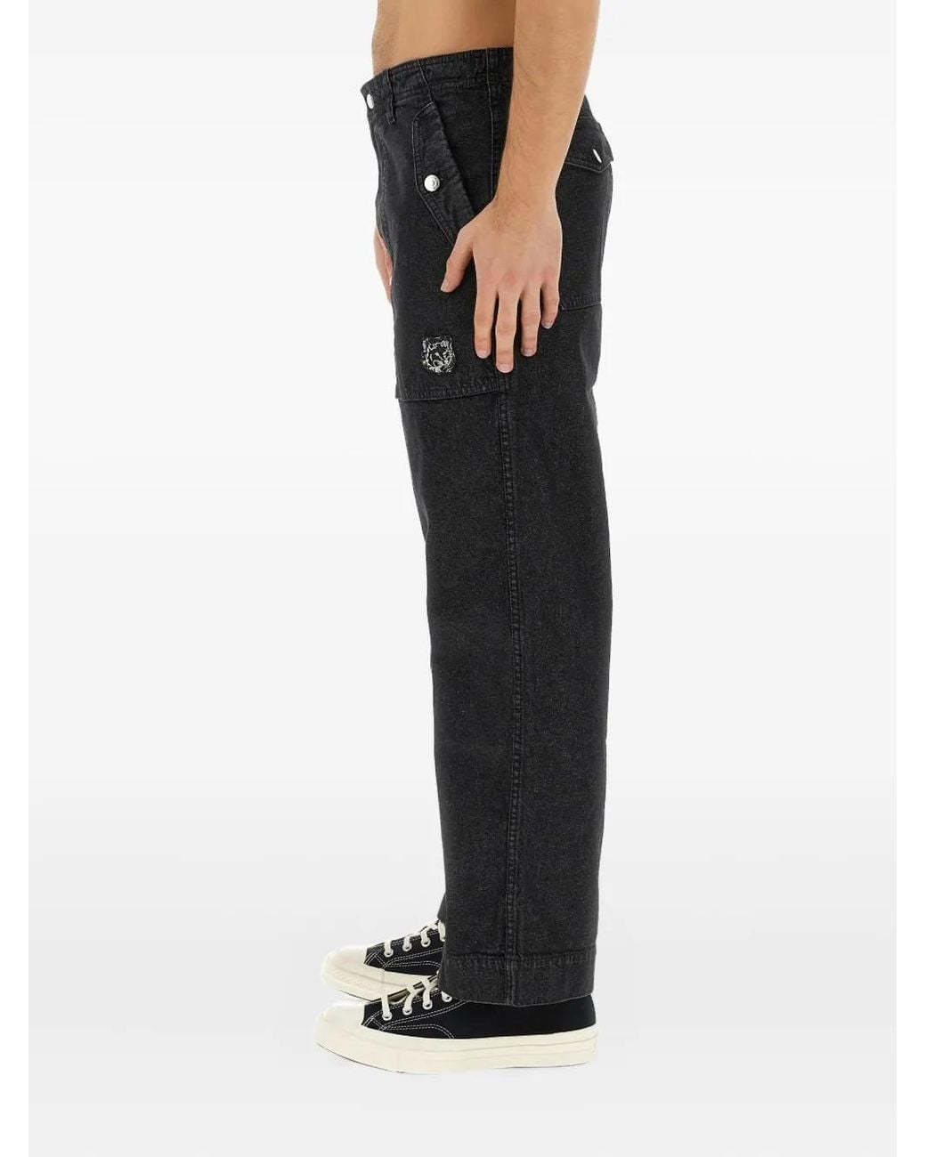 Maison Kitsuné Black Buttoned Pocket Jeans for men