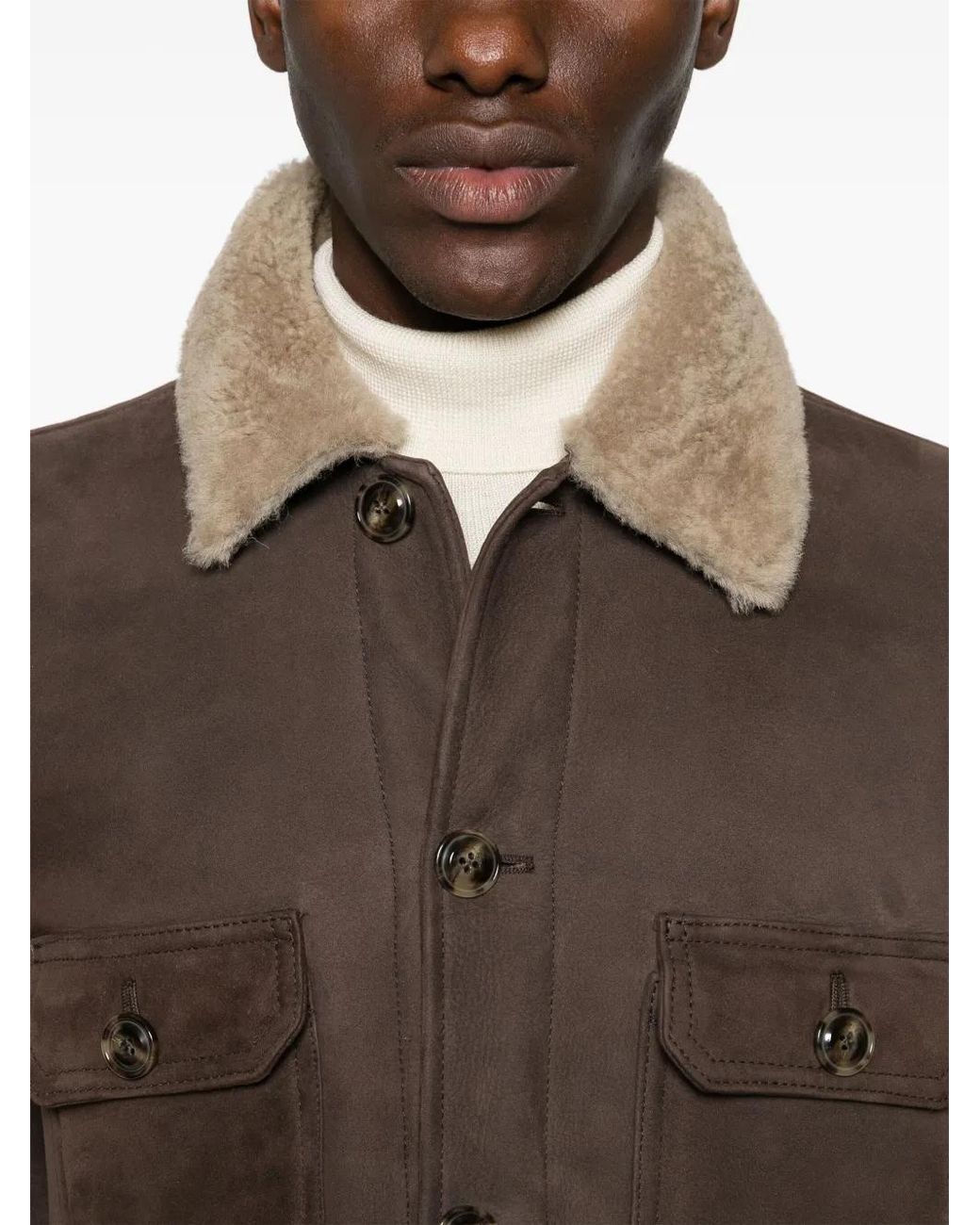 Barba Napoli Brown Suede Jacket for men