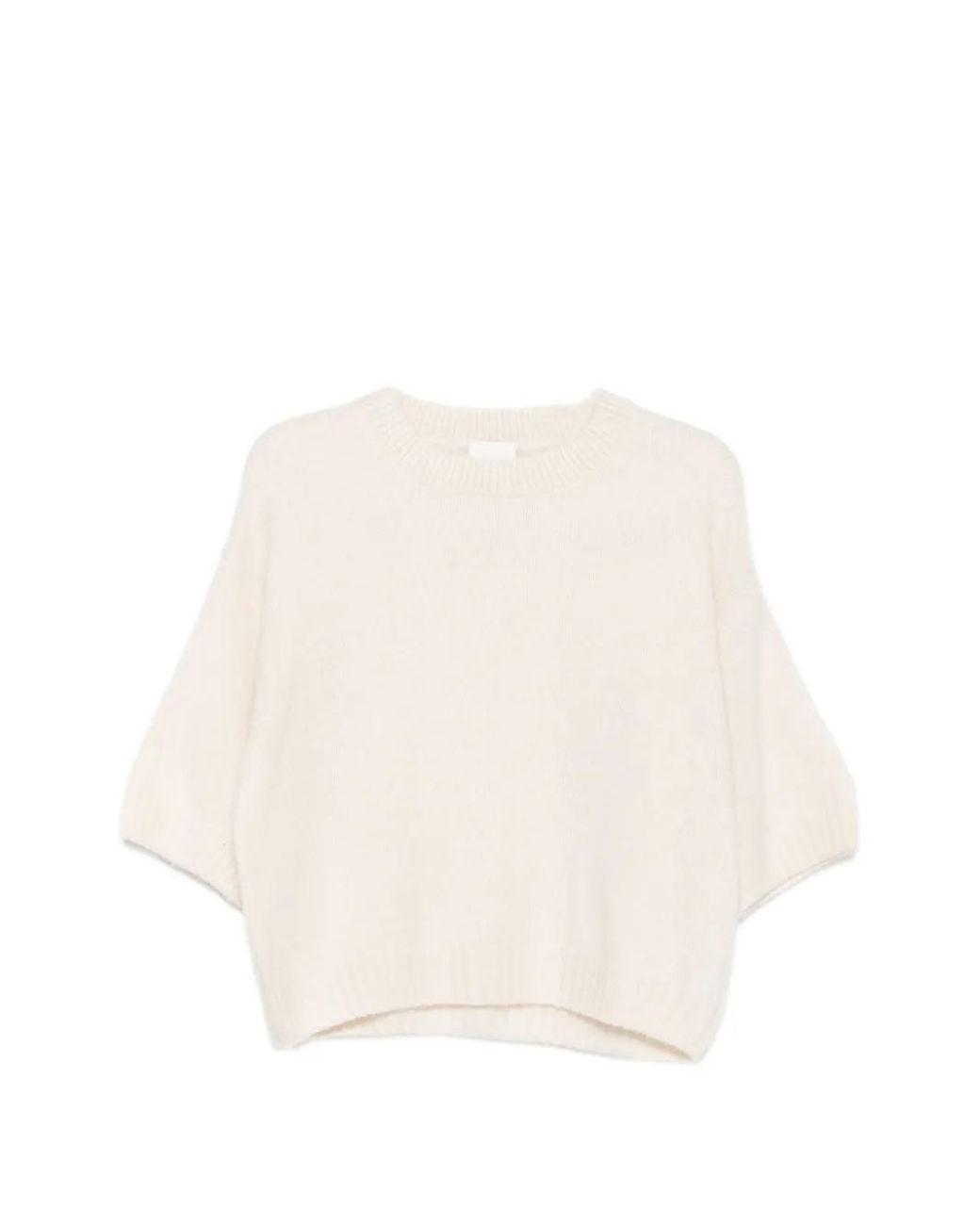 Allude Natural Short-Sleeve Crew-Neck Knitwear