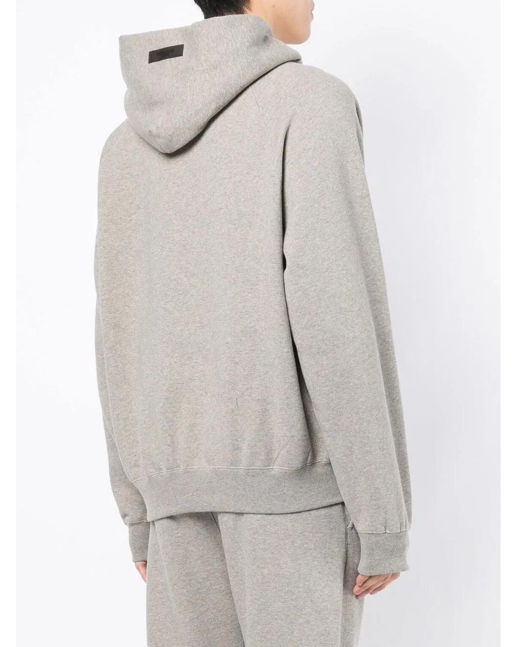 Fear Of God Gray Logo-Print Cotton Hoodie for men