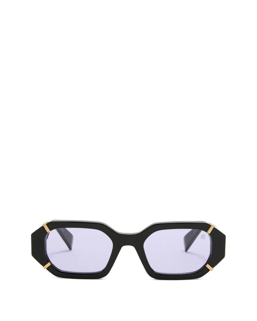 Balmain Black Emblem Geometric-Frame Sunglasses