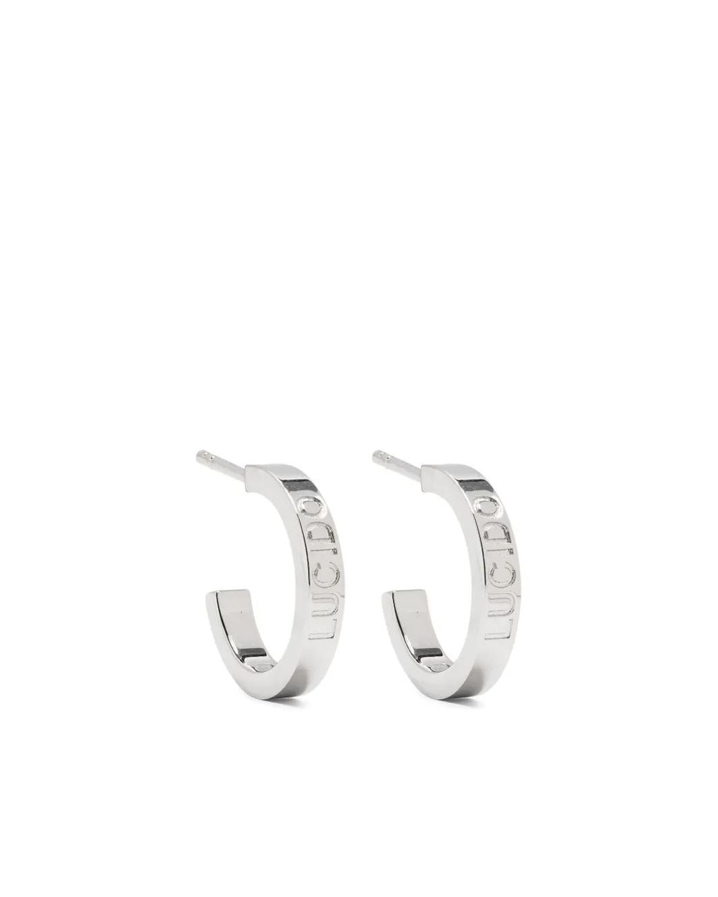 MM6 by Maison Margiela White Engraved Half-Hoop Earrings