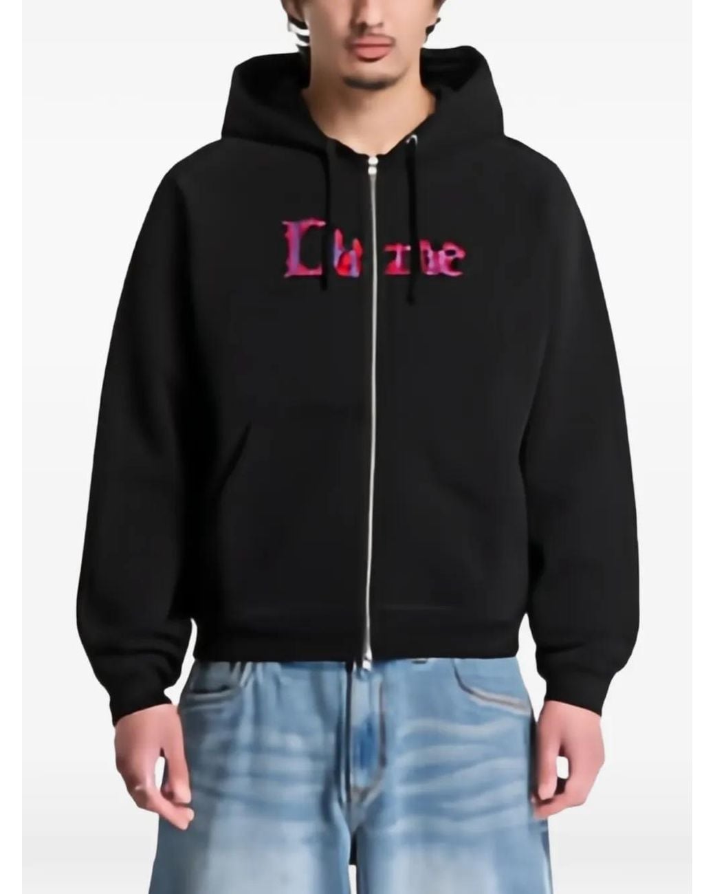 Dime Black Hoodie Veins À Logo Brodé