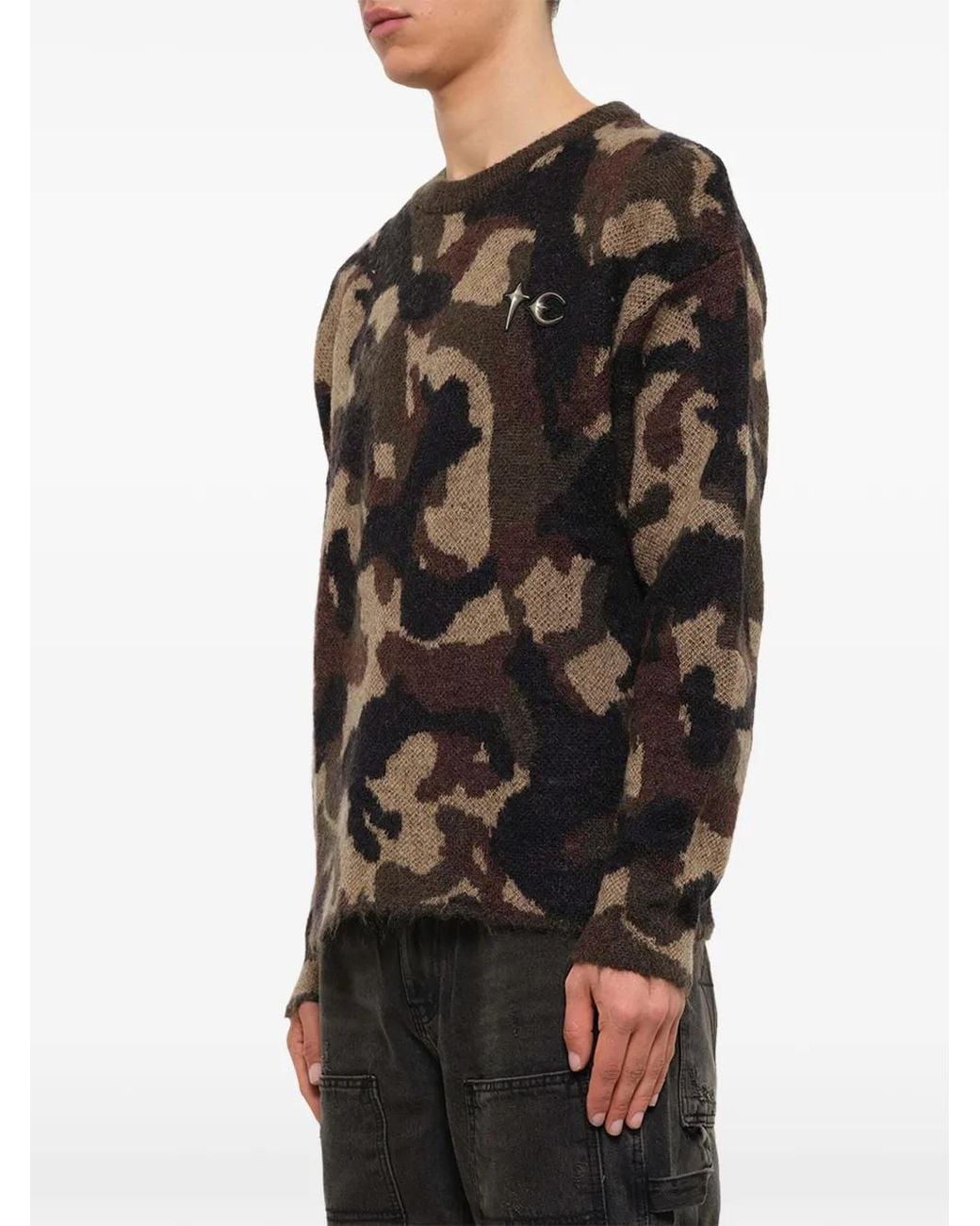 THUG CLUB Black Tc Infintry Camouflage-Pattern Sweater for men
