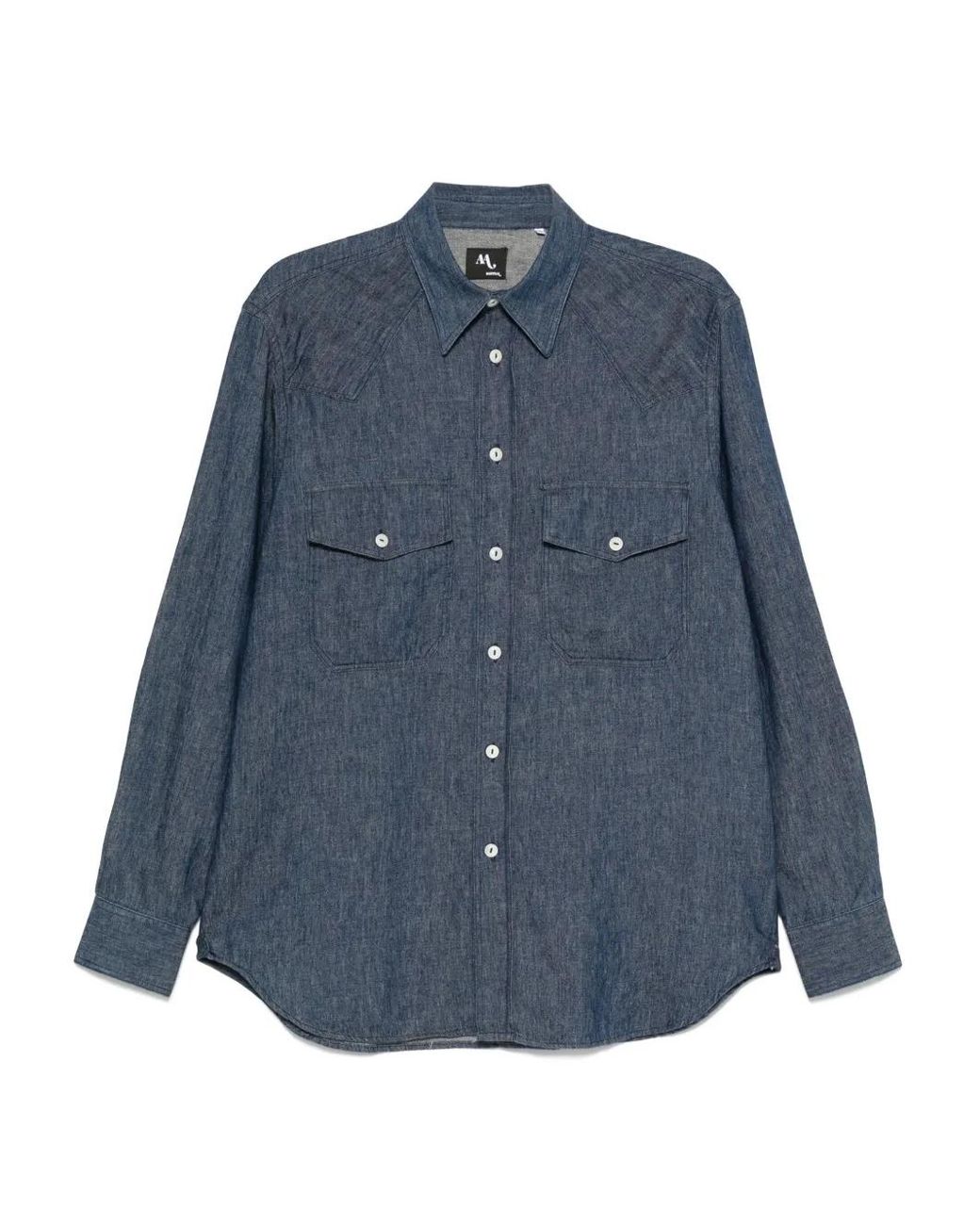 Doppiaa Blue Double-Pocket Denim Shirt for men