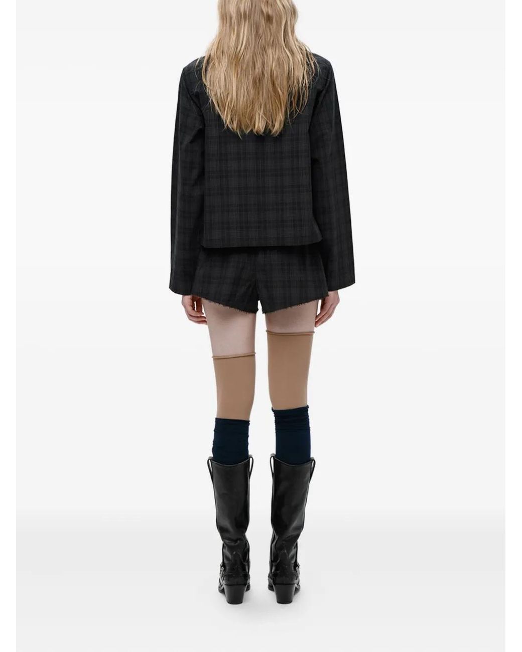 Mainless Geruite Shorts Met Knopen in het Black