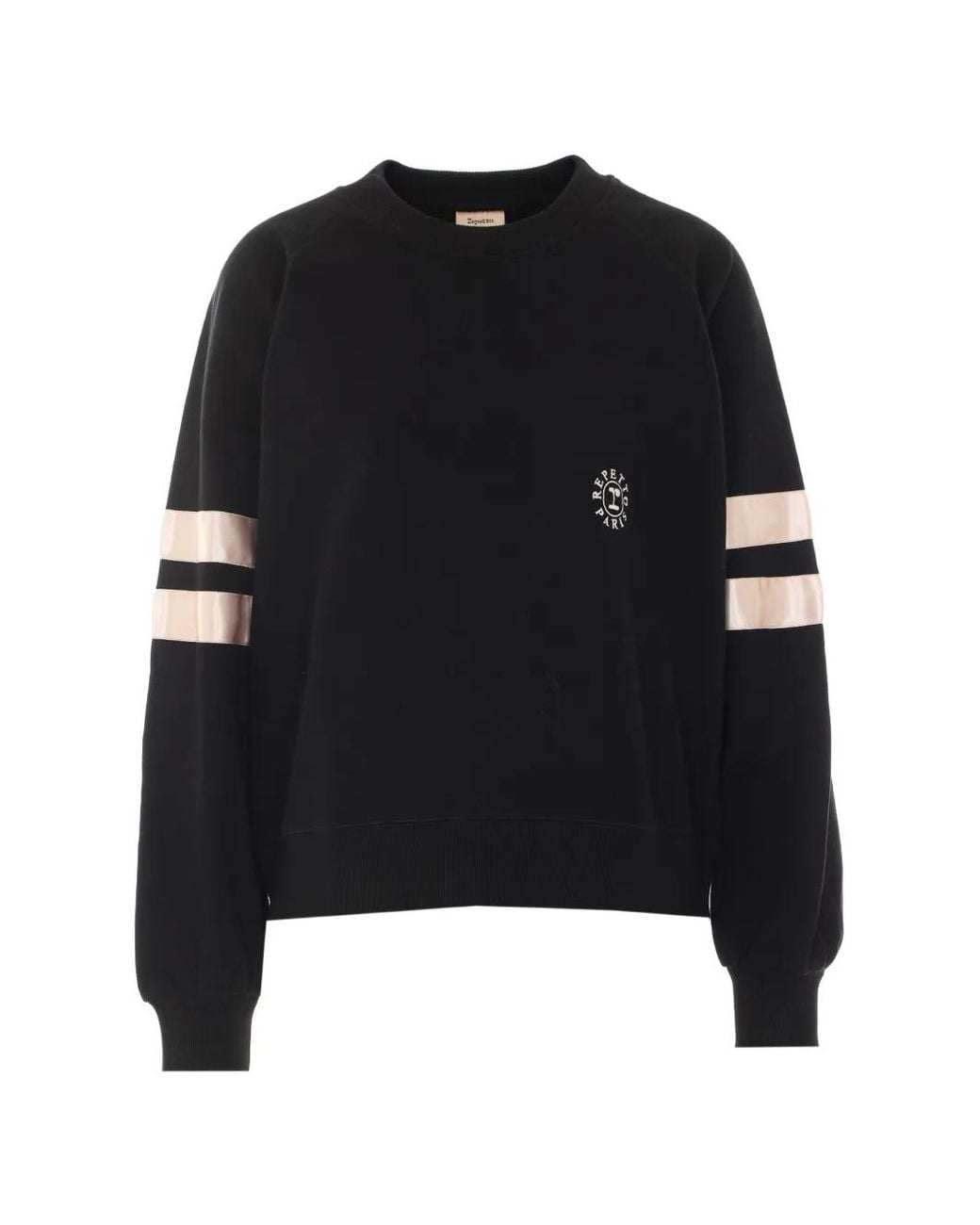 Repetto Black Sweat Rayé À Logo Brodé