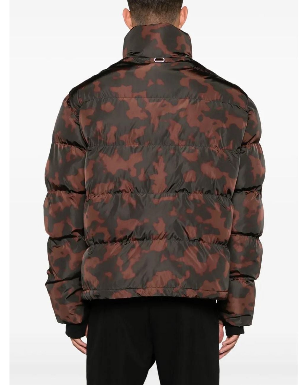 Courreges Black Camouflage-Print High-Neck Padded Jacket for men