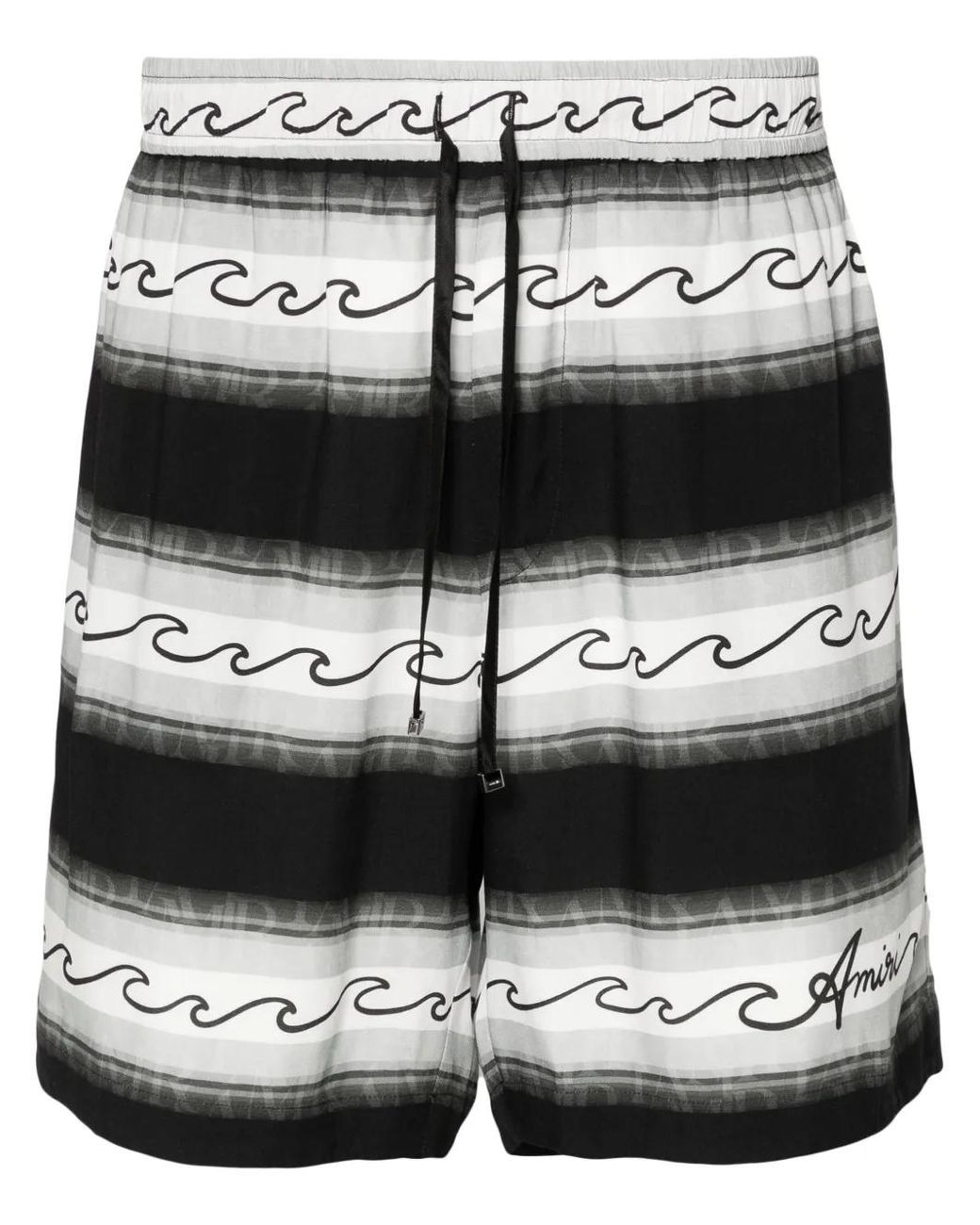 Amiri Black Wave Baja Striped Shorts for men