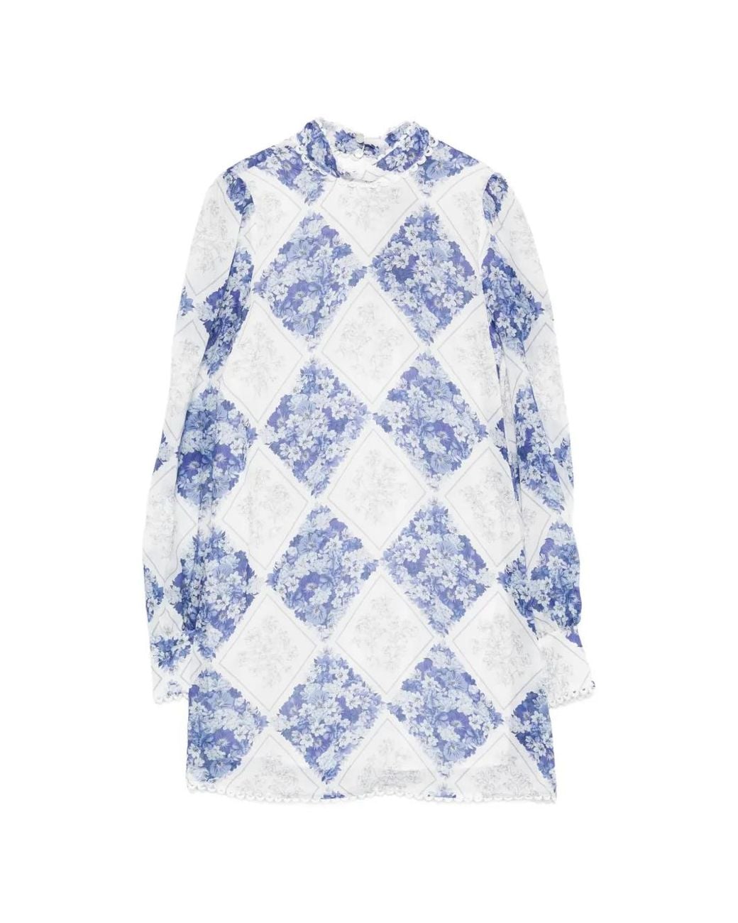 Twinset Blue Floral-Print Mini Dress