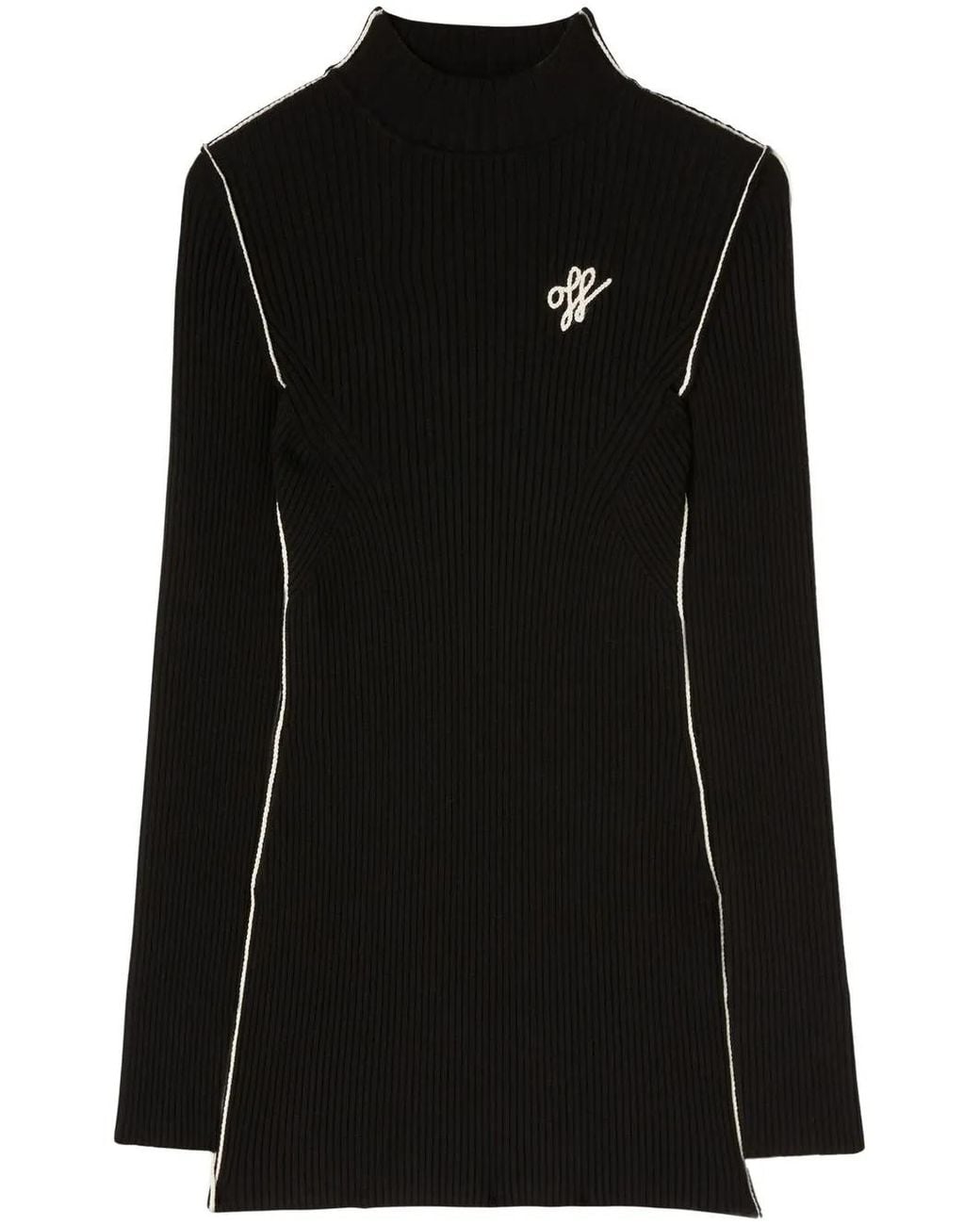Off-White c/o Virgil Abloh Black Embroidered-Logo Ribbed Mini Dress
