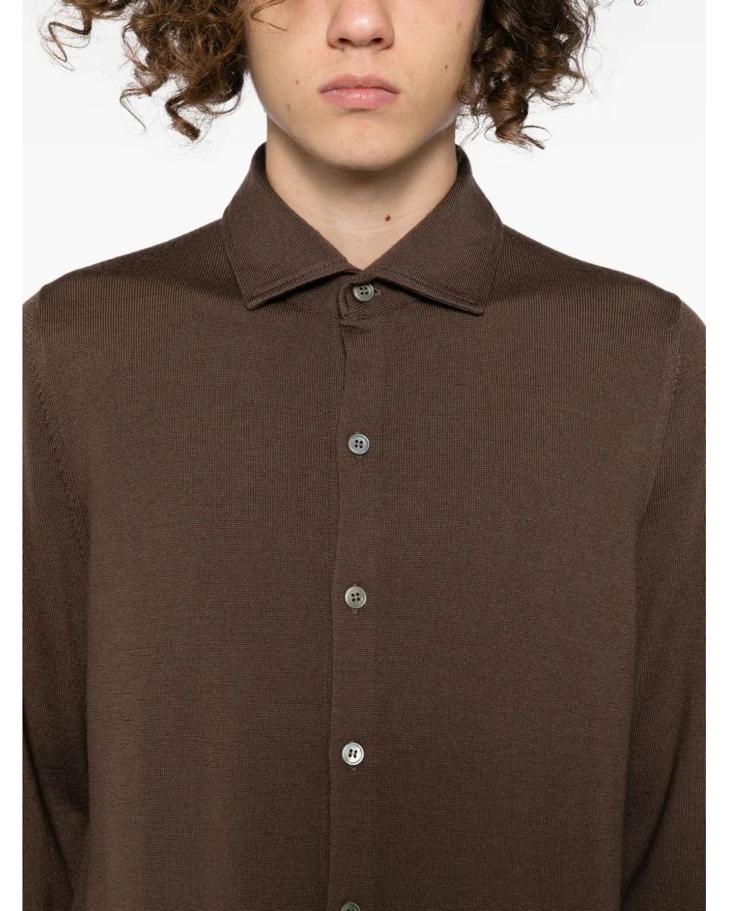 Tagliatore Brown Chemise À Boutonnière Sur Le Devant for men