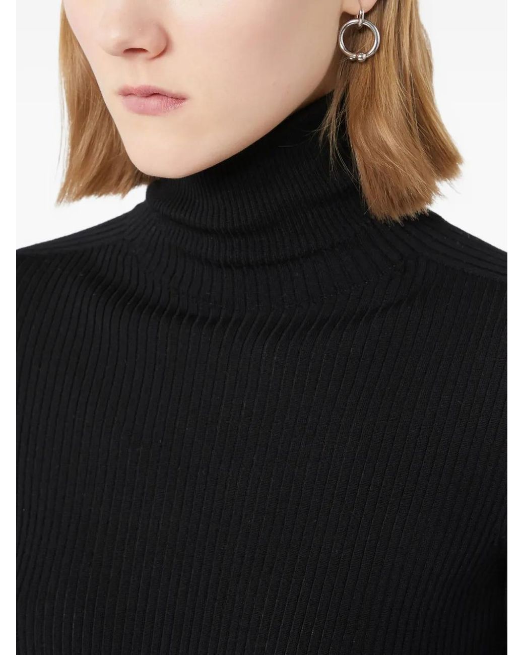 Sportmax Geribbelde Top Met Col in het Black