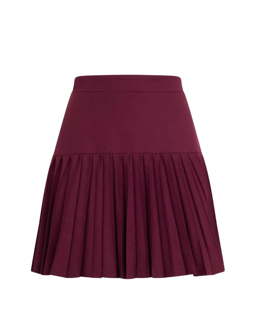 Alberta Ferretti Red High-Waisted Pleated Mini Skirt