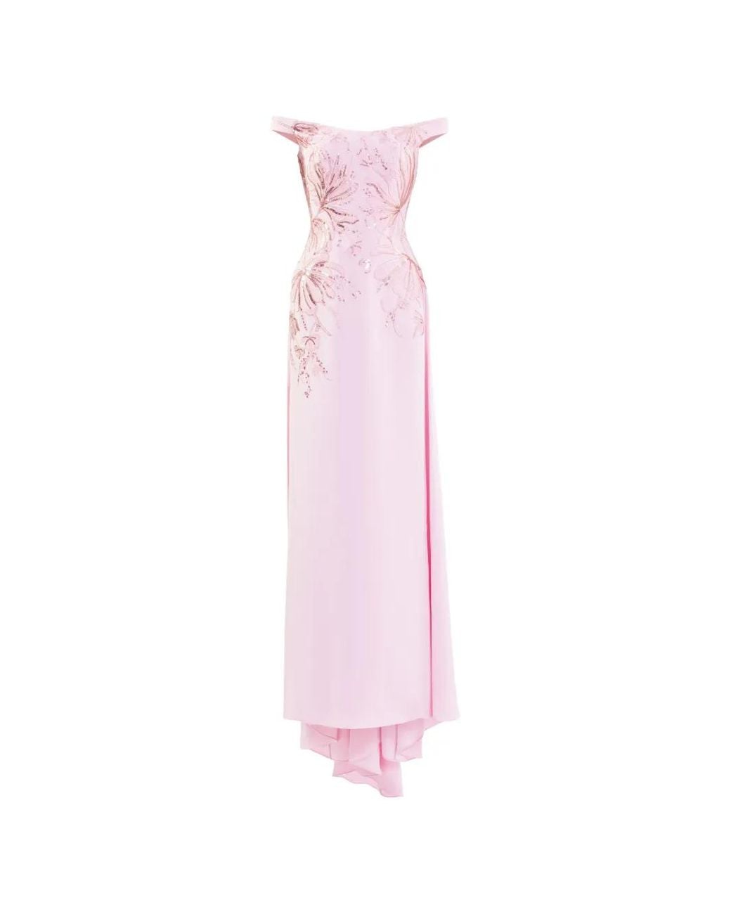 Saiid Kobeisy Pink Embellished Off-Shoulder Dress