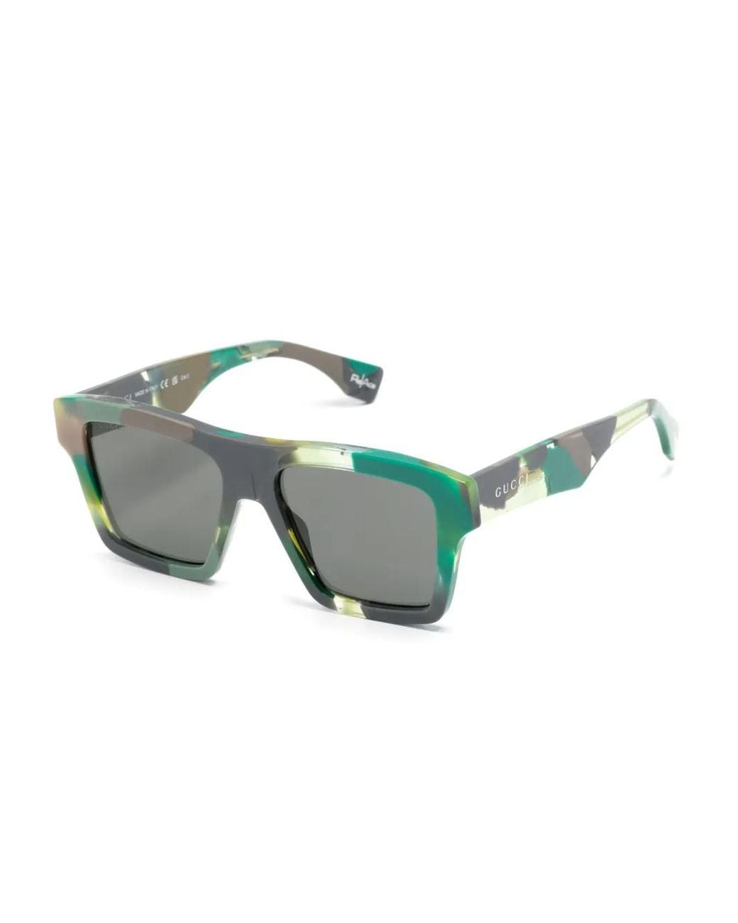 Gucci Gray Tortoiseshell Square-Frame Sunglasses