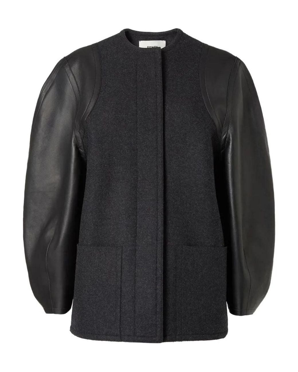 Fendi Black Wool And Leather Jacket