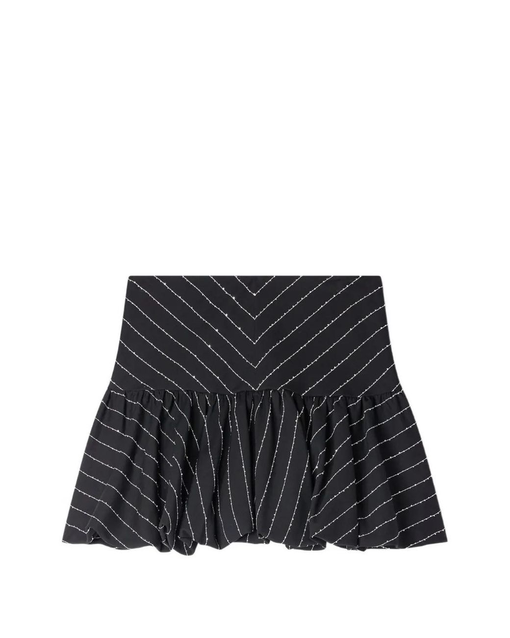 Sandro Black Striped Sequin-Embellished A-Line Skirt