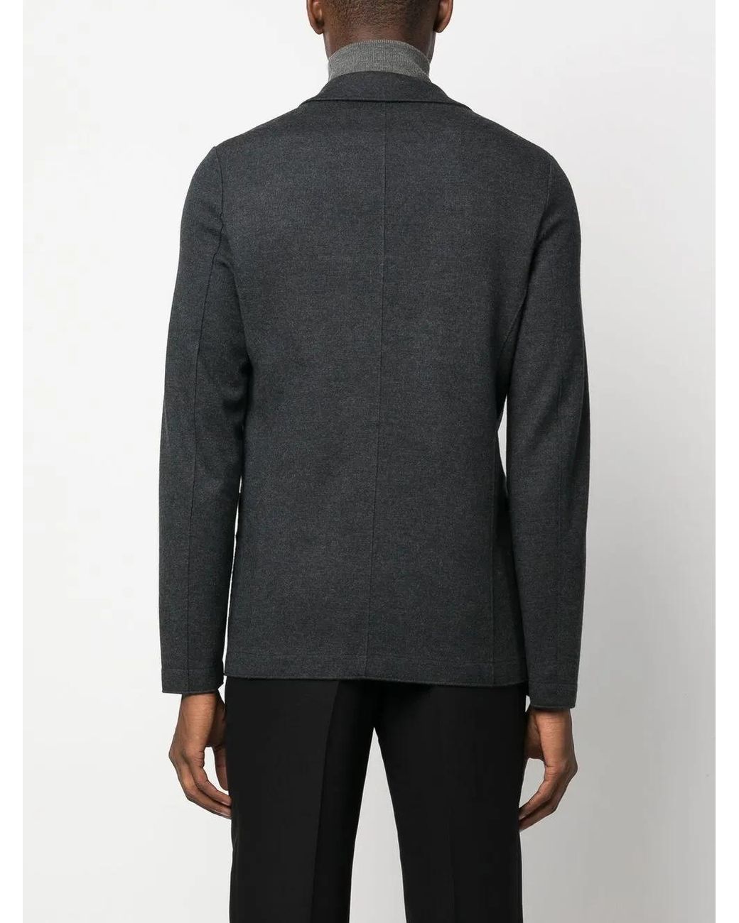Harris Wharf London Black Virgin-Wool Single-Breasted Blazer for men