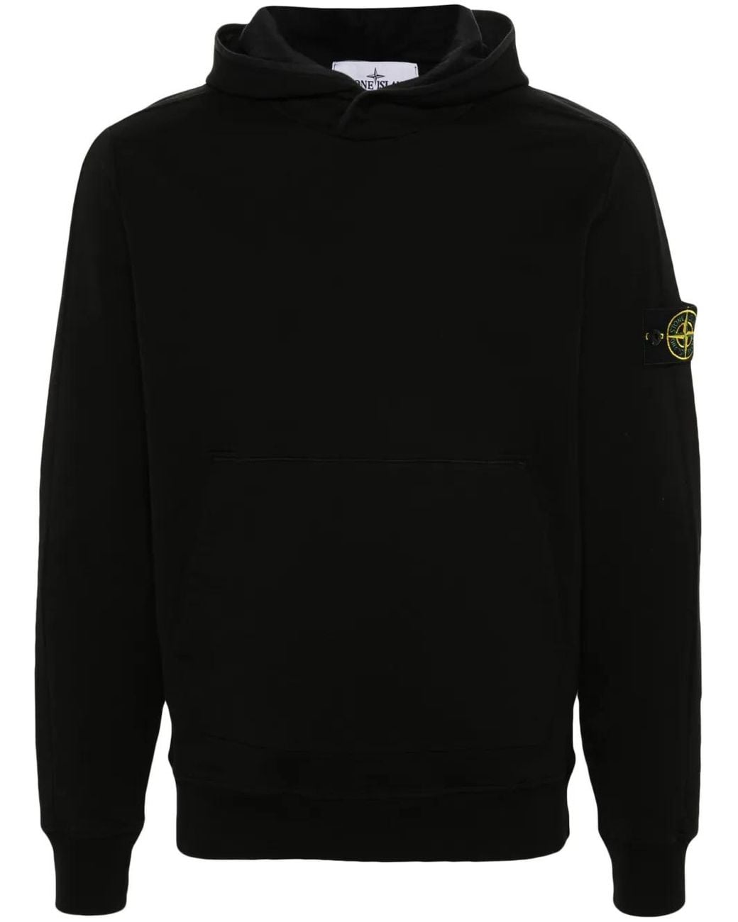 Stone Island Black Compass-Motif Hoodie for men