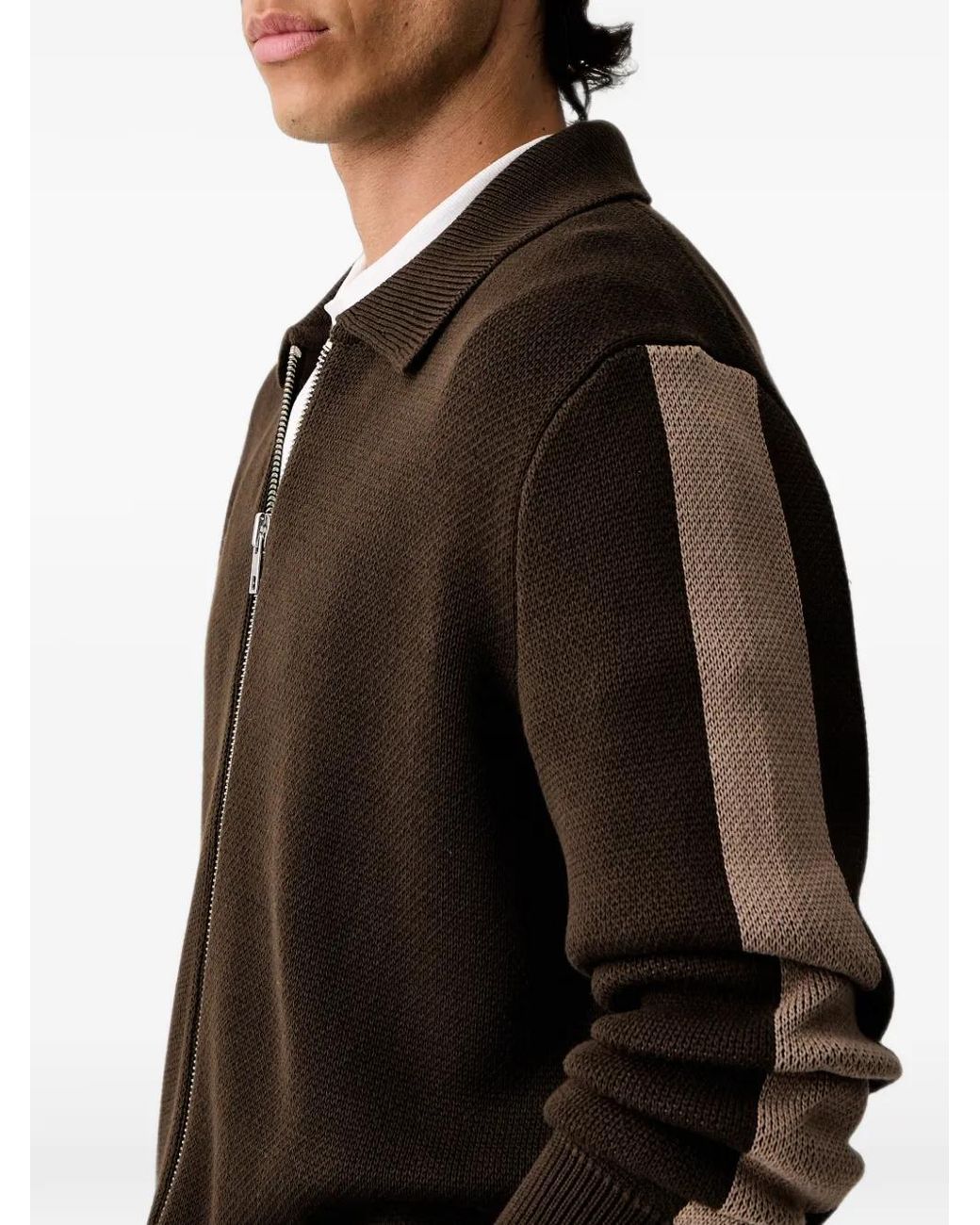 Marc O' Polo Black Side-Stripe Zip-Up Sweater for men