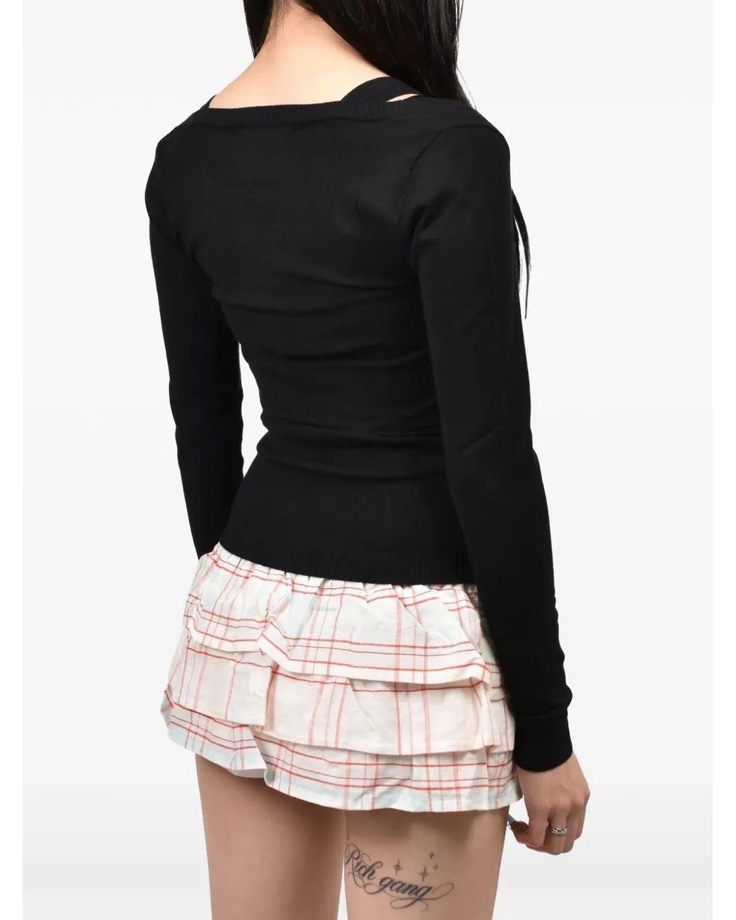 GIMAGUAS Black Etoile Layered-Knit Sweater