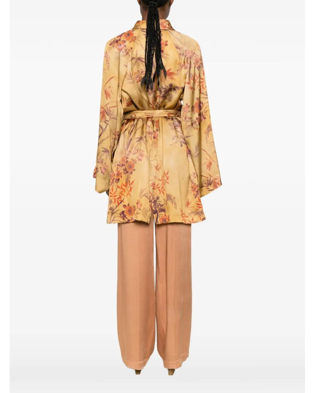 Forte_forte Natural Floral-Print Belted Jacket