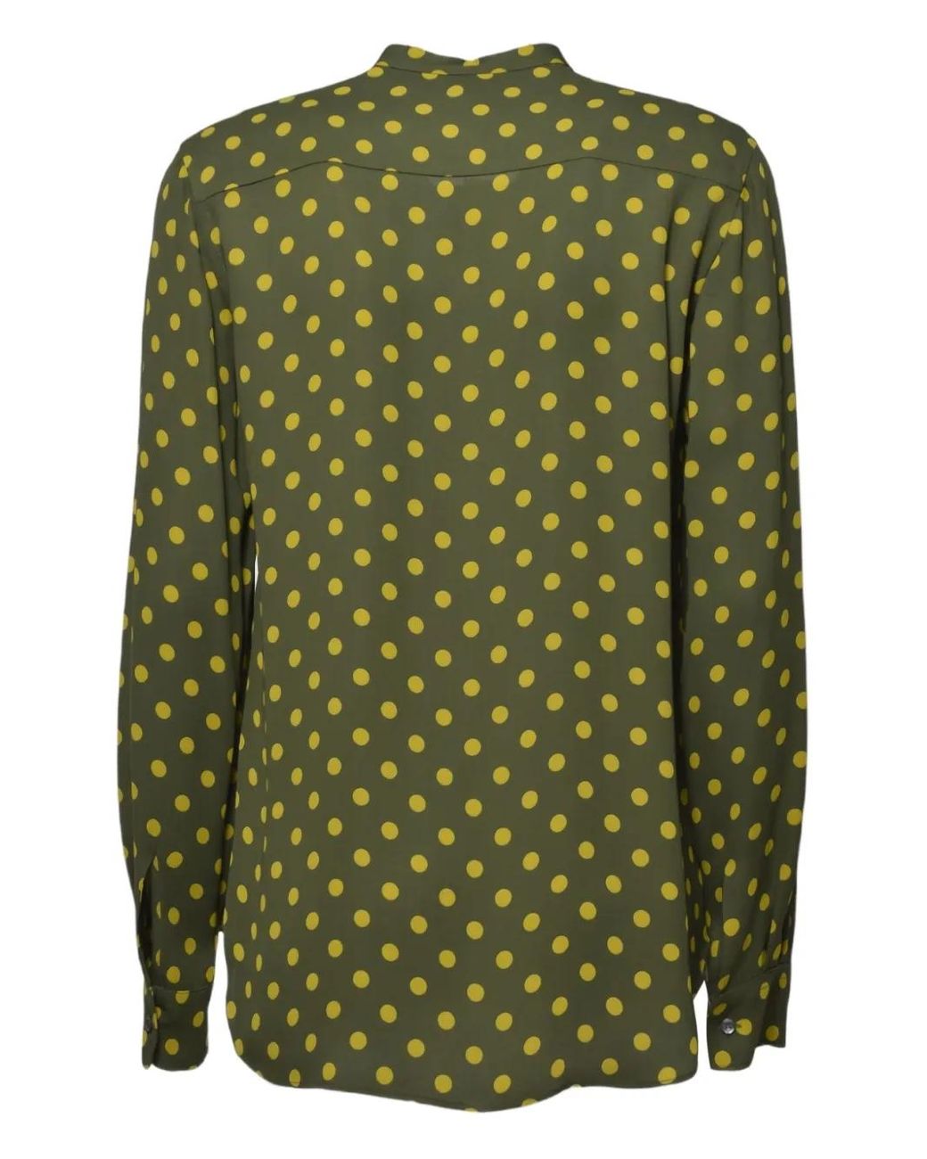 Aspesi Green Polka Dot-Print Ruffled Blouse