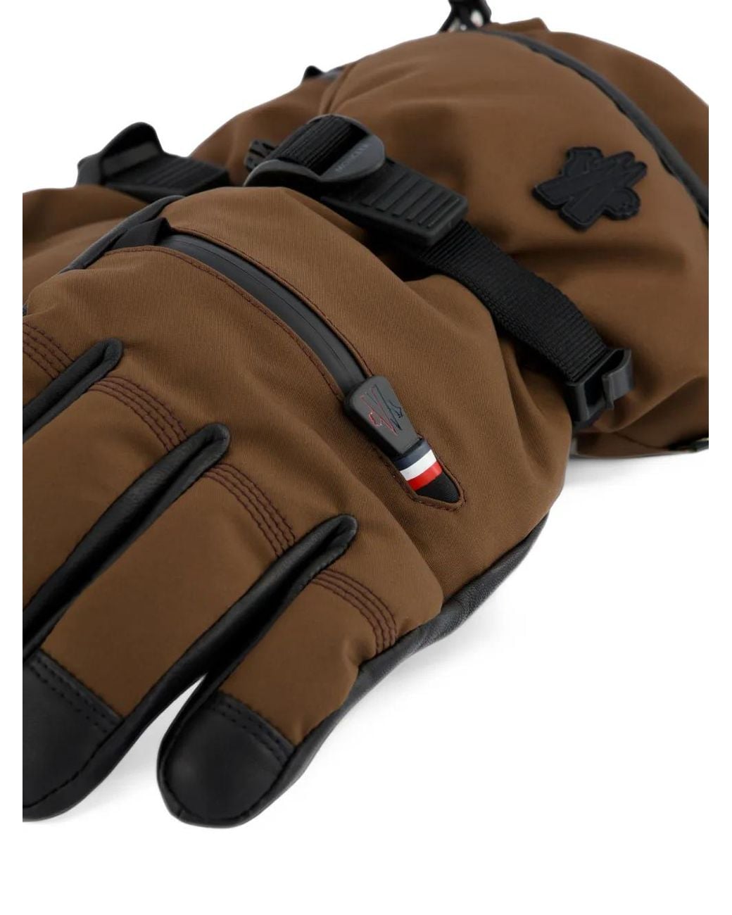Moncler Black Padded Leather-Trim Gloves for men