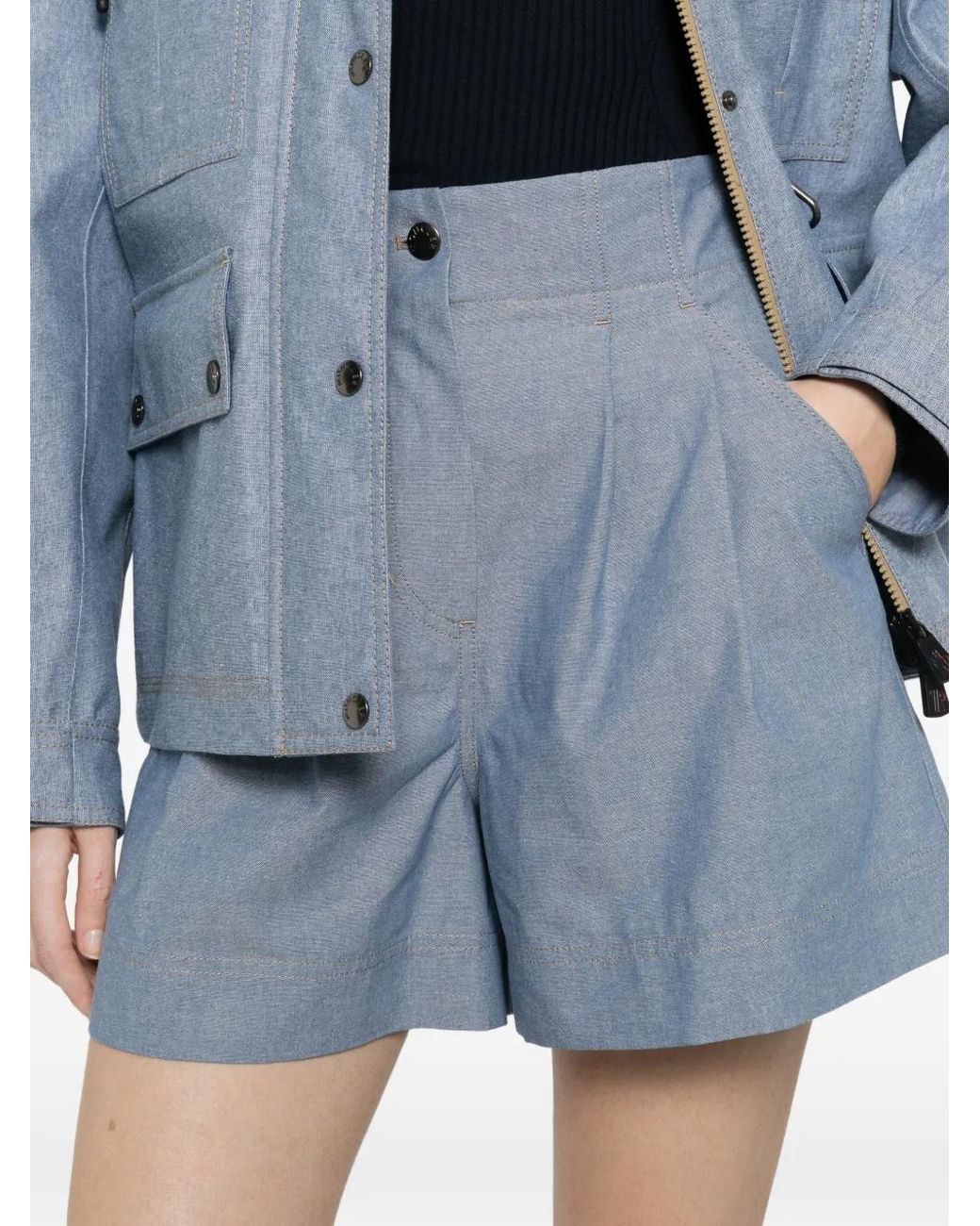 Moncler Blue High-Waist Chino Shorts