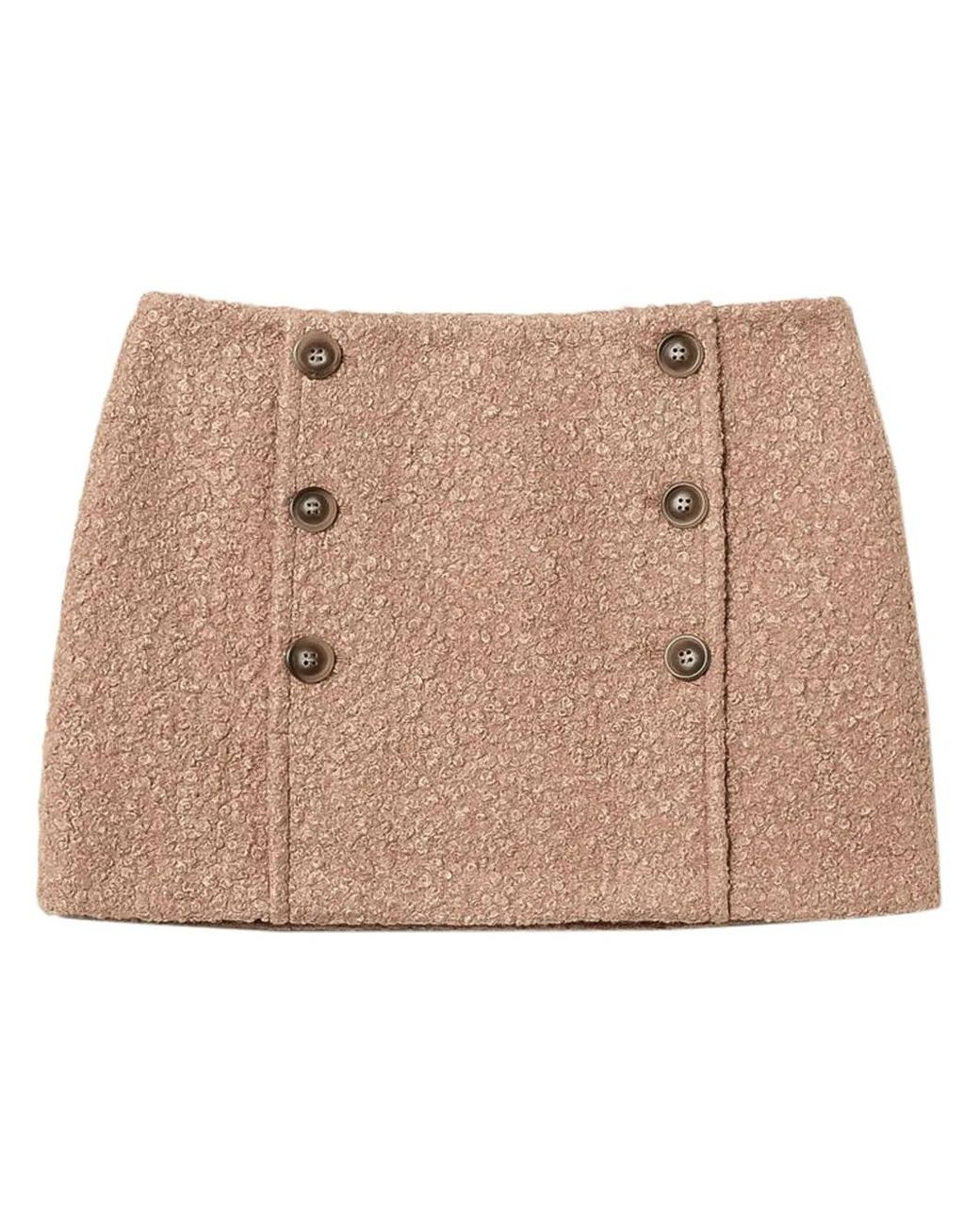 Twinset Natural Textured-Finish Mini Skirt