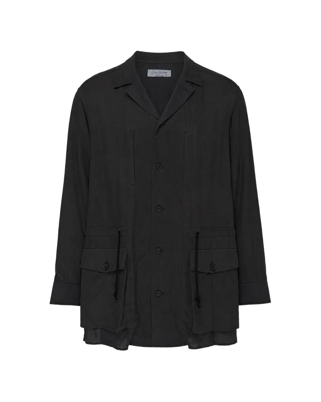 Yohji Yamamoto Black Veste À Col Ouvert Et Lien De Resserrage for men