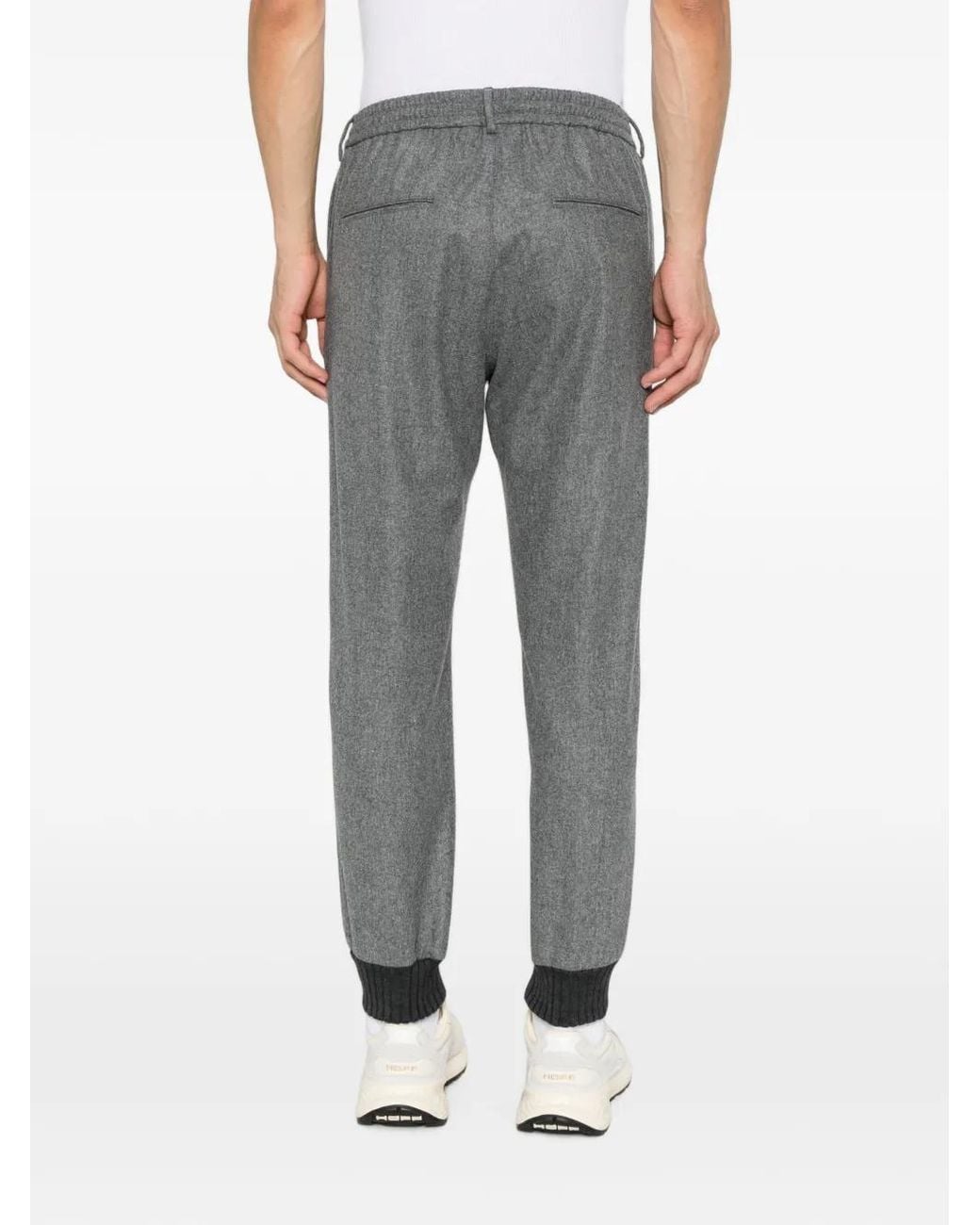 Tagliatore Gray Drawstring-Waist Trousers for men
