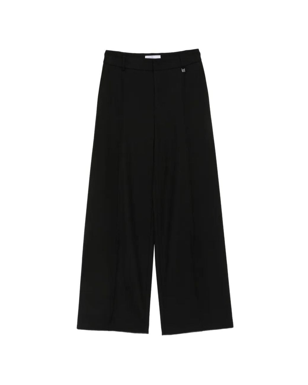 GIUSEPPE DI MORABITO Black Logo-Plaque Wide-Leg Trousers