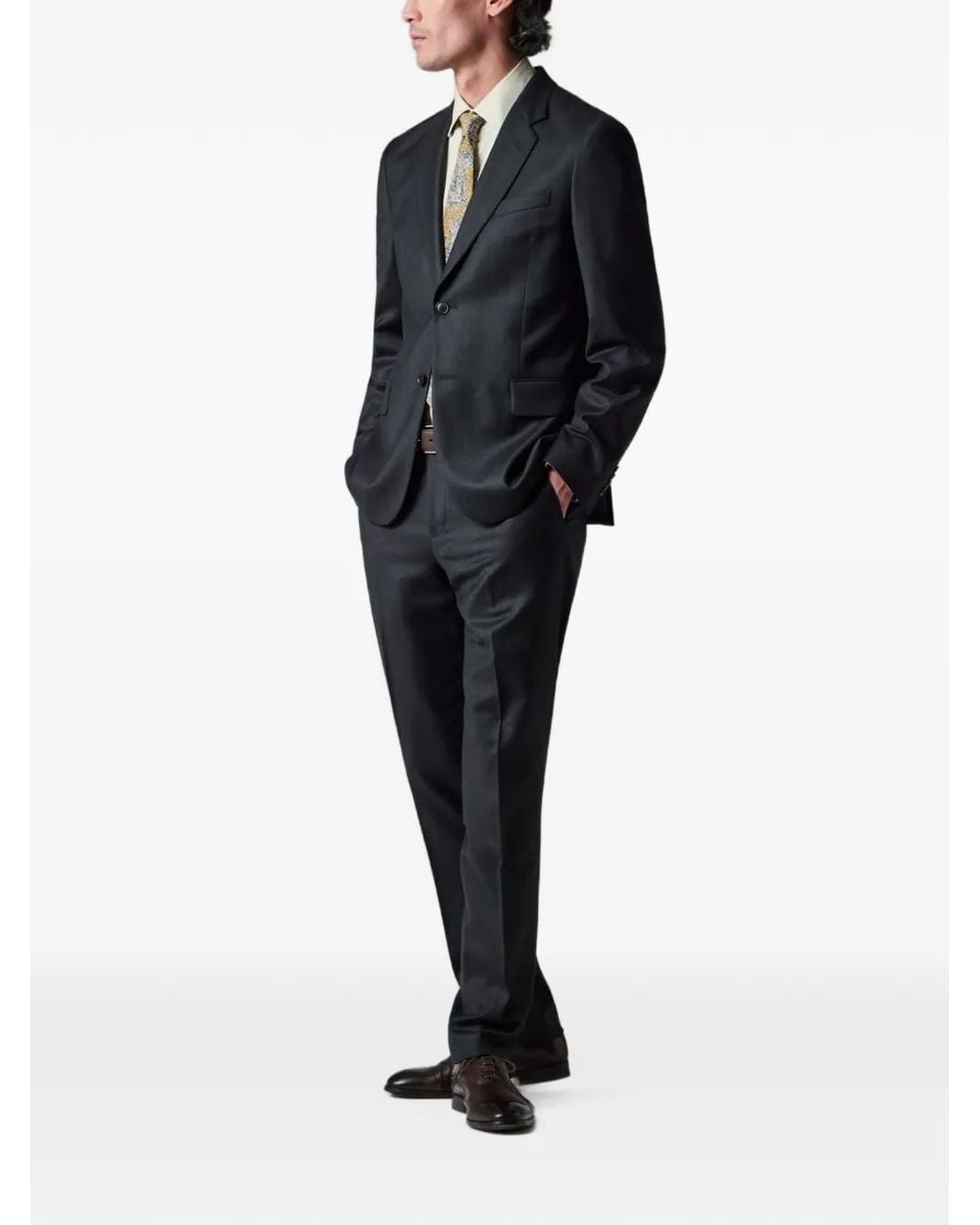 Paul Smith Black Overdyed Wool-Cashmere Flannel Trousers for men