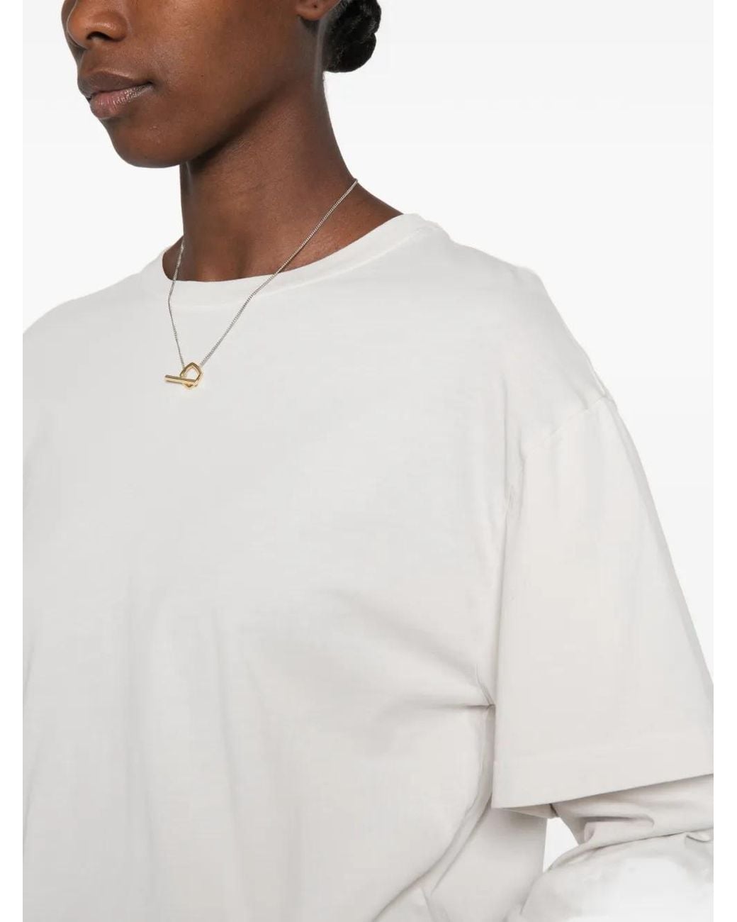 Agolde White Lois Layered-Sleeve T-Shirt