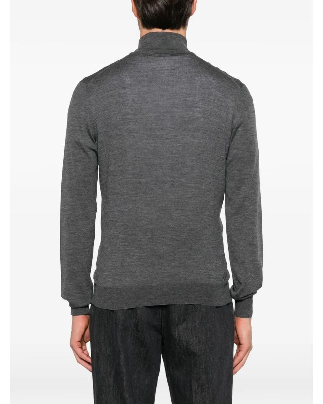 Gran Sasso Gray Quarter-Zip Mock-Neck Sweater for men