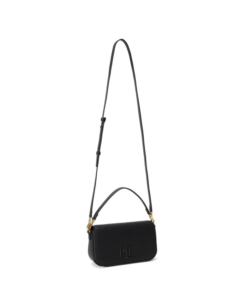 Ralph Lauren Black Embossed-Logo Shoulder Bag