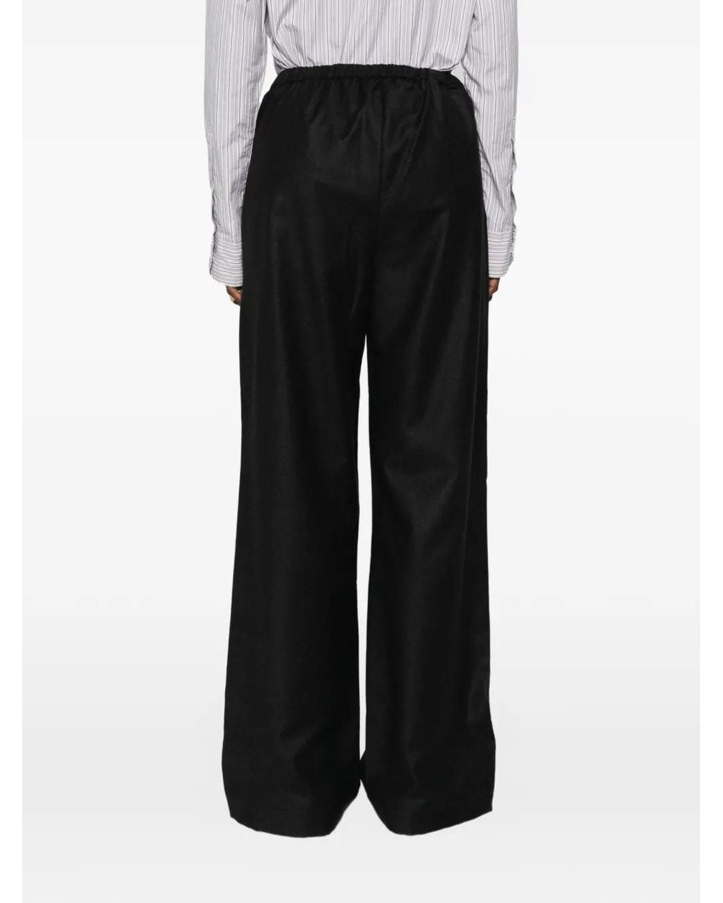 Rohe Black Elasticated-Waist Wide-Leg Trousers