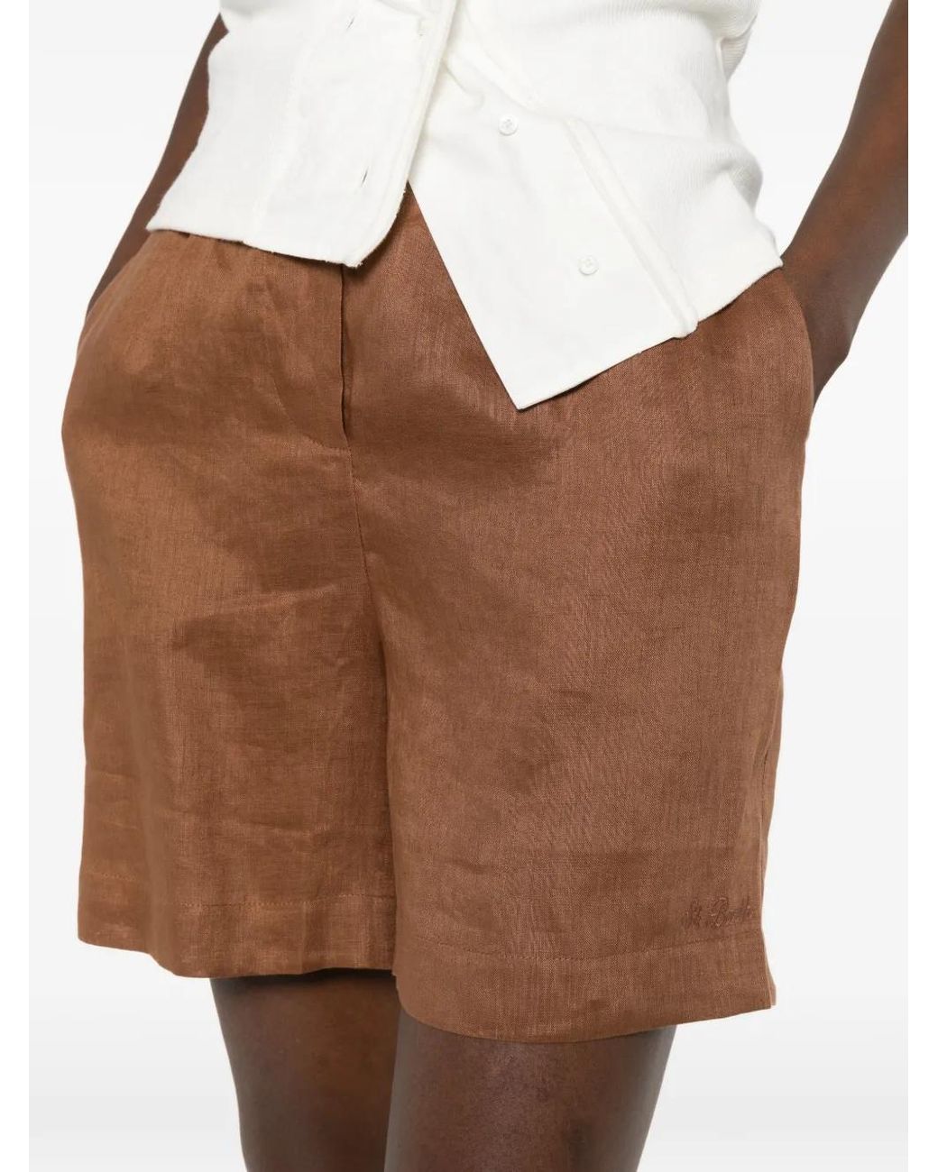 Mc2 Saint Barth Brown Maggy Elasticated-Waistband Shorts