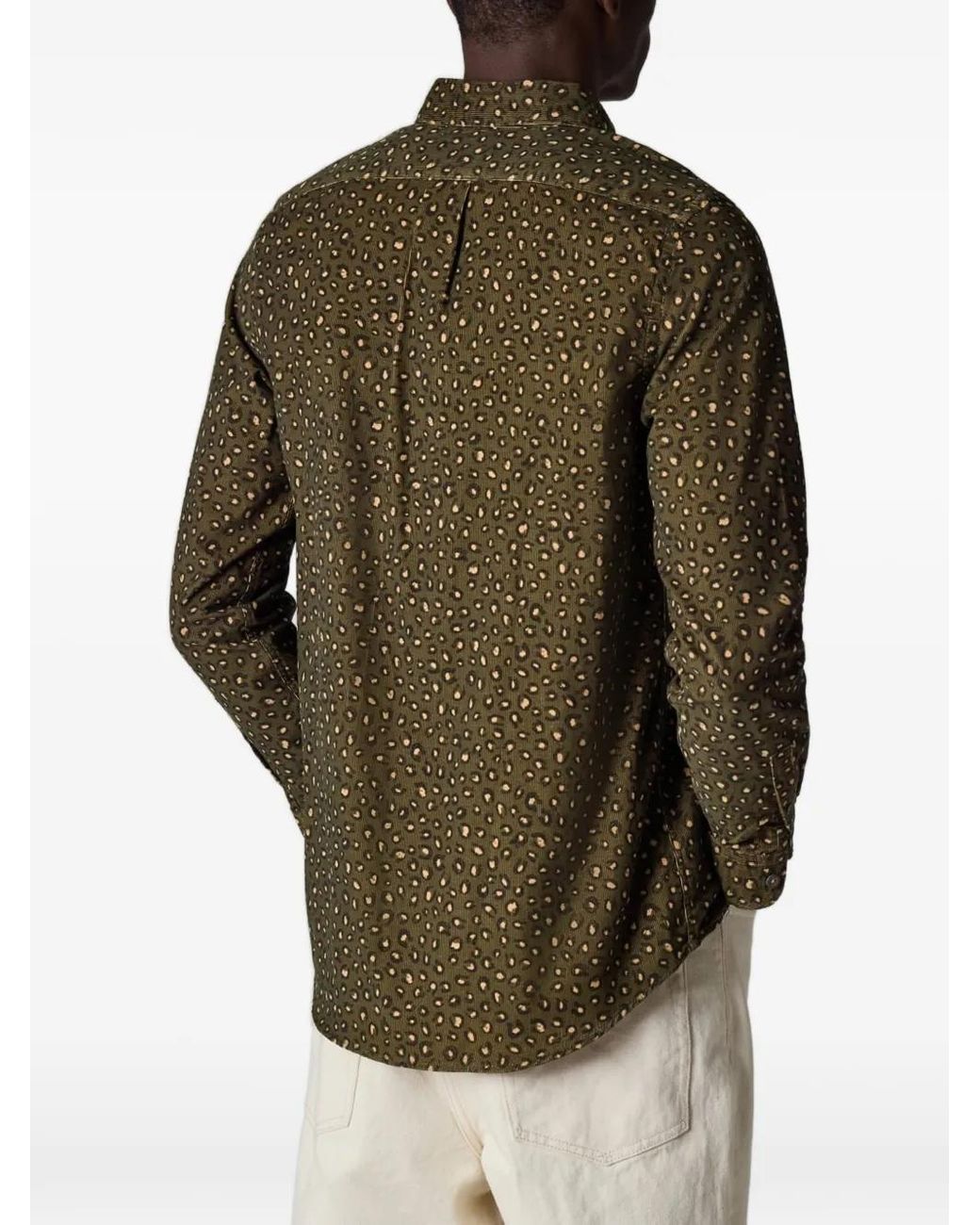 Paul Smith Green Animal' Print Corduroy Button-Down Shirt for men