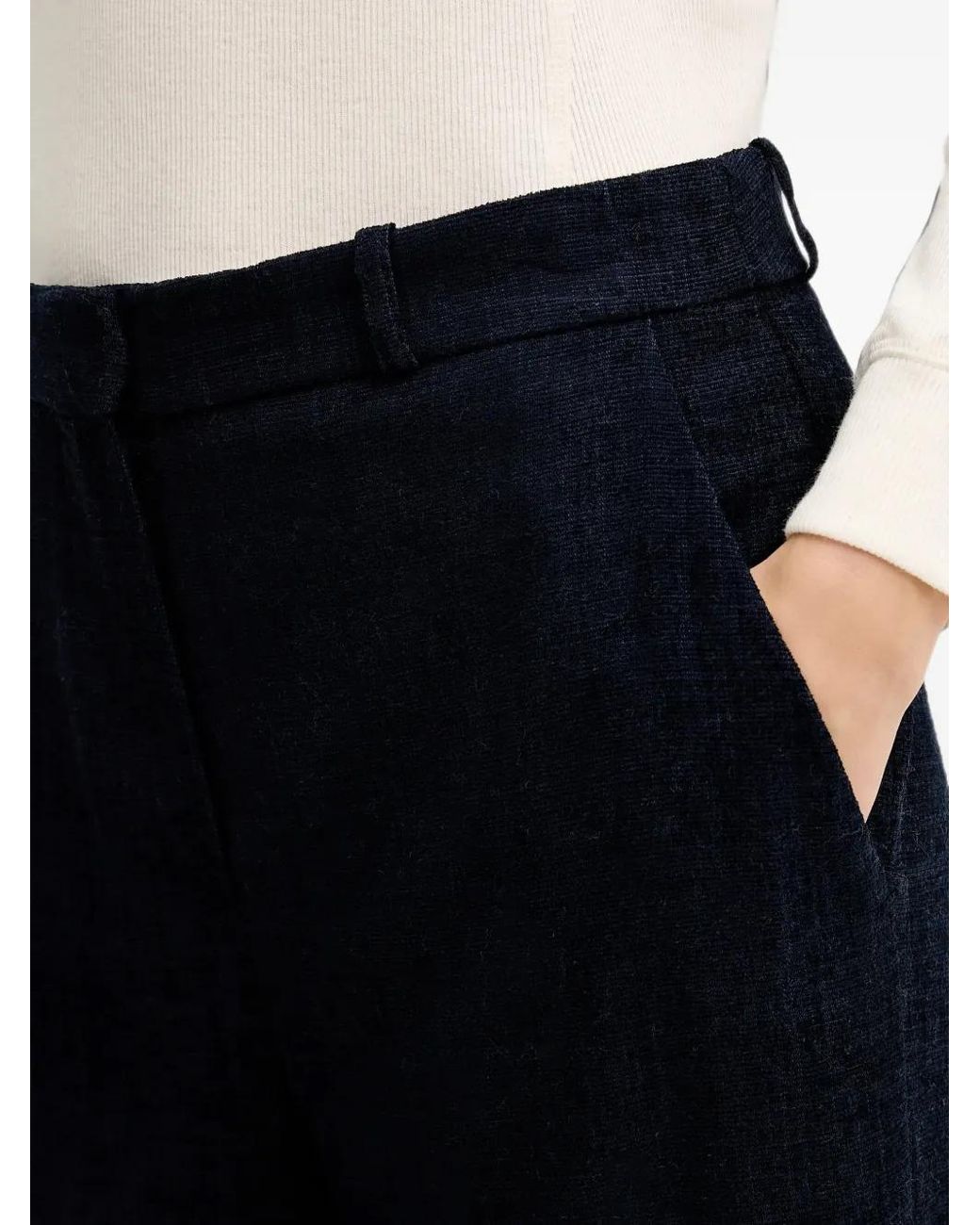 Haveone Blue Textured Wide-Leg Trousers