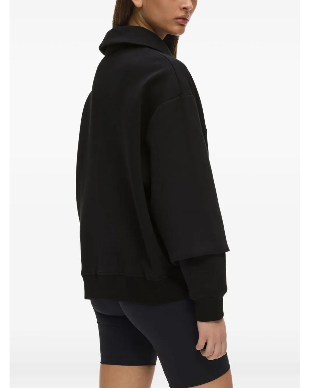 Karl Lagerfeld Black Logo-Print Quarter-Zip Sweater