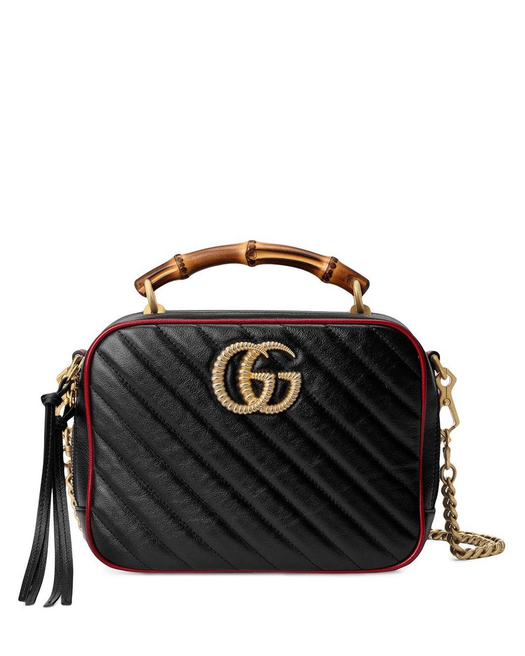 Gucci Bamboo Handle Marmont Shoulder Bag in Black Lyst Canada