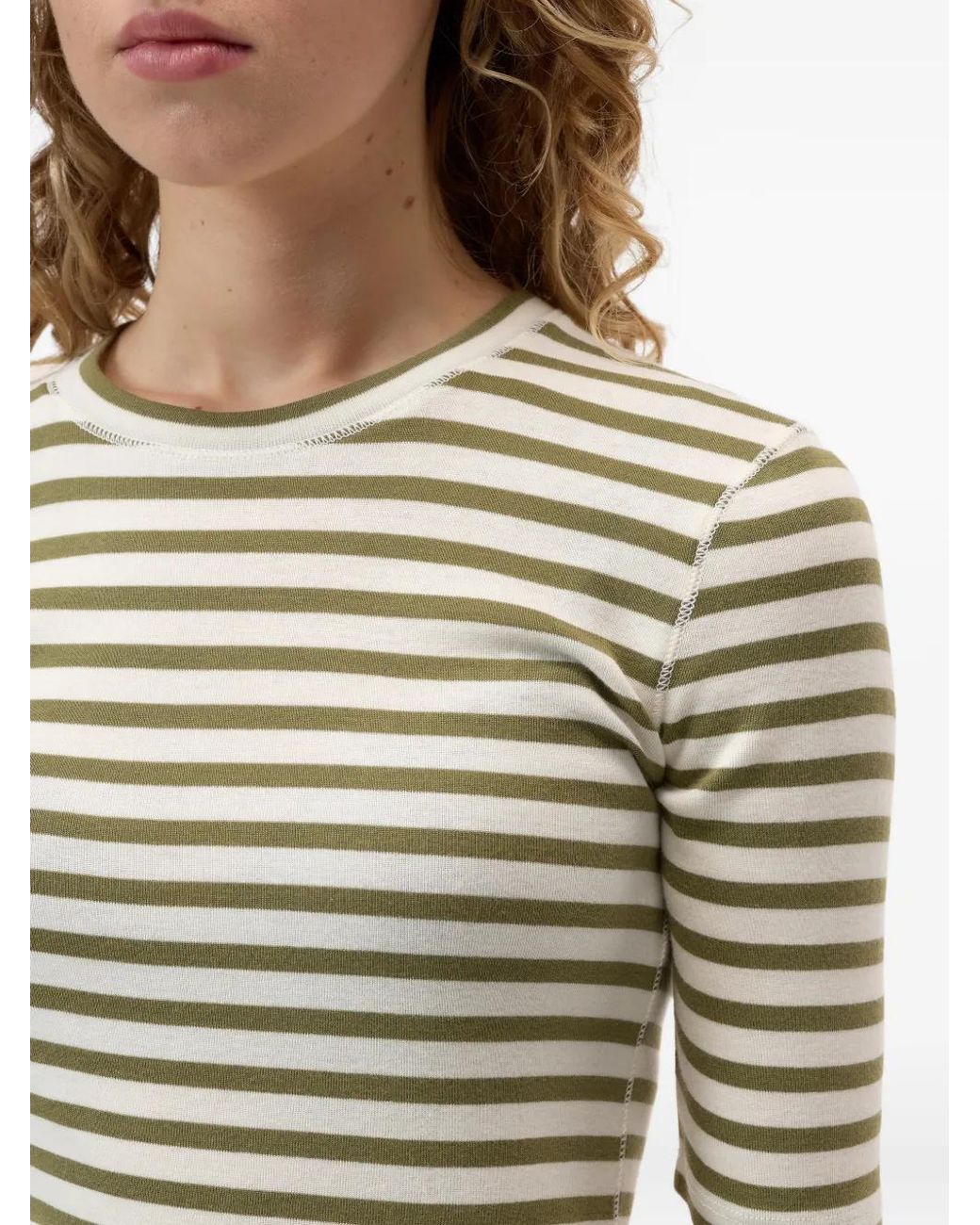 Camiseta A Rayas Con Cuello Redondo Closed de color Green