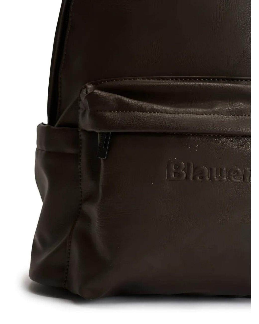 Blauer Black Logo-Embossed Front-Zip Backpack for men
