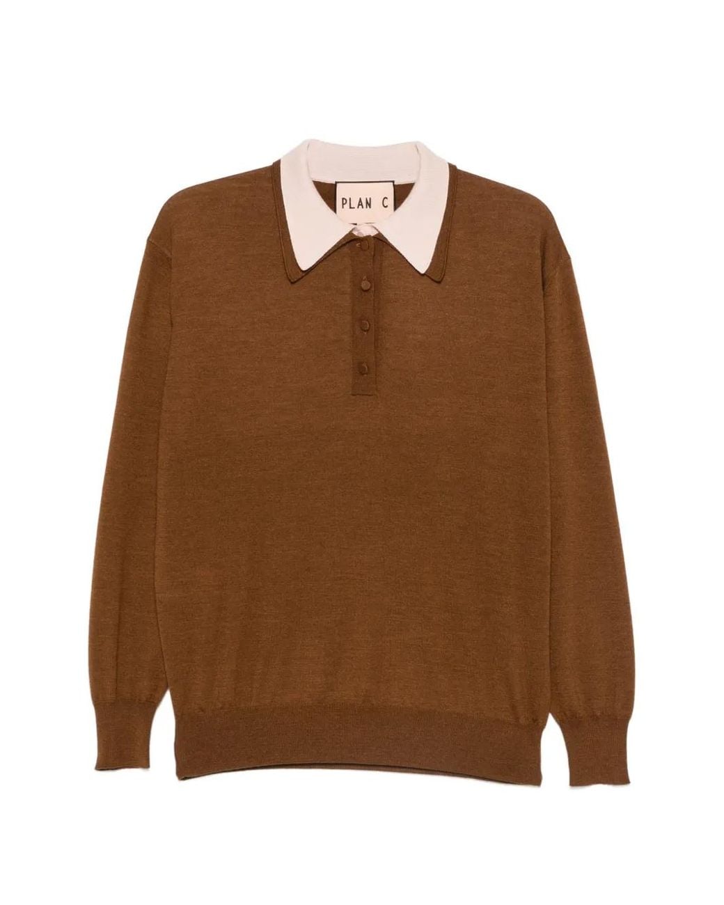 Plan C Brown Polo À Double Col