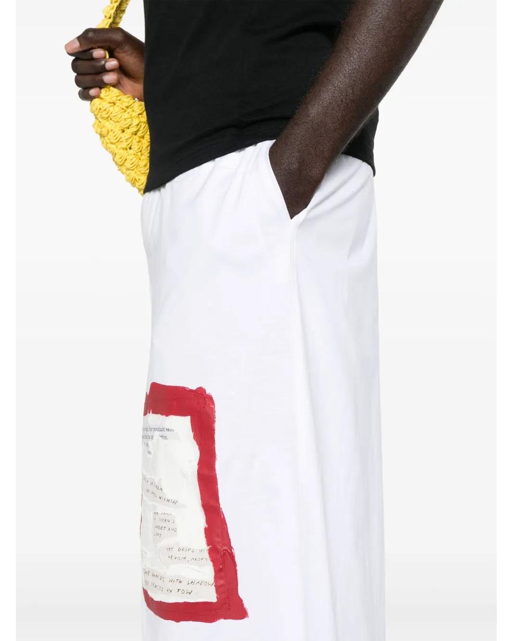Marni White Graphic-Print Trousers for men