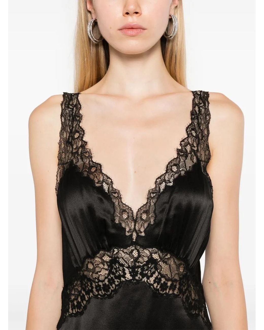 Midi Dresses Saint Laurent de color Black