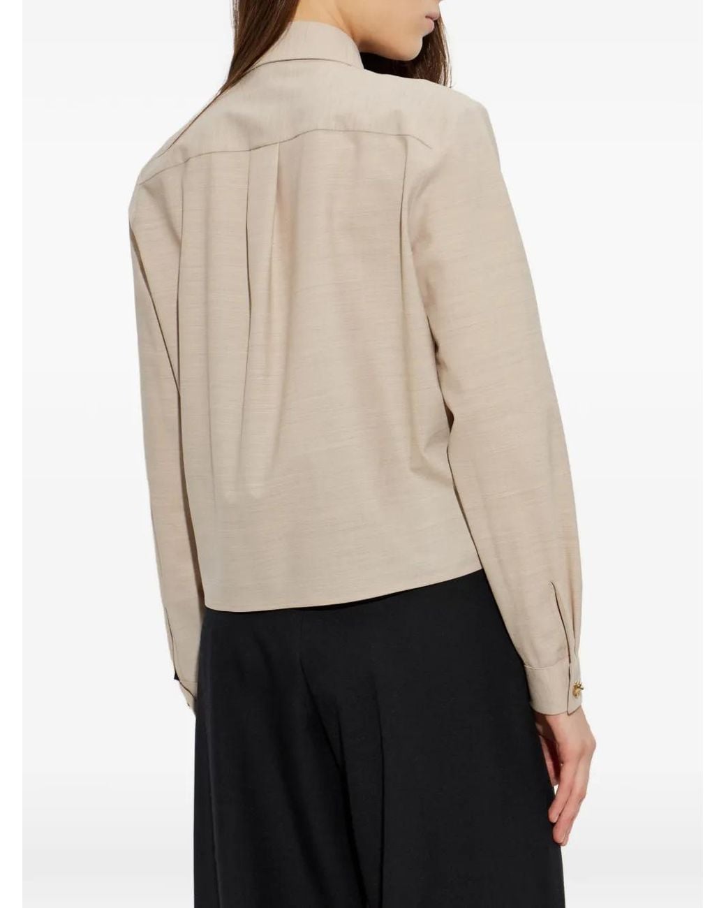 Fabiana Filippi Natural Boxy Knot-Detail Long-Sleeve Shirt